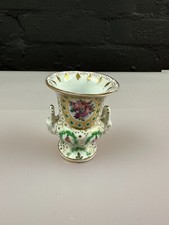 Antique Cont Porcelain Miniature Urn Face Mask Handles Signed Hand Painted 2.5"