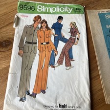 Vintage 70’s Misses & Men’s Jumpsuit Simplicity 9596 Sewing Pattern Size Medium 