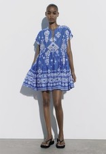 Zara Blue White Printed Tunic