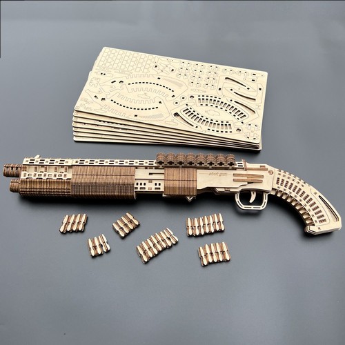 Wooden diy rubber band gun - 3d,