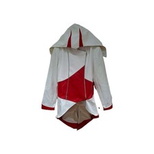 Faux Leather Assassins Creed Costume Jacket Coat Cosplay Gothic Sz L White Red