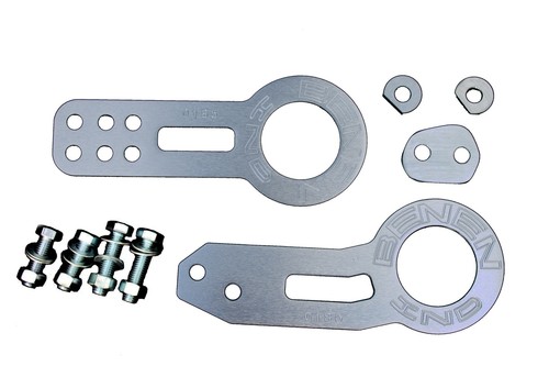 Silver front and rear tow - silver, hook