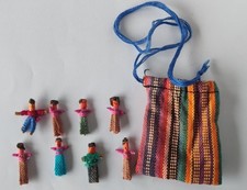 Guatemalan Worry Dolls Set of 8 and Bag Folk Art 2000-2010