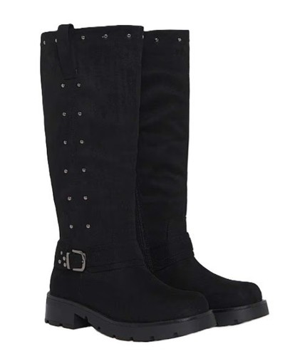 Ladies black fuax suede biker - ladies,