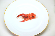 Vintage Lobster Seafood Dinner Plate Gold Rim Bavaria West Germany 10"