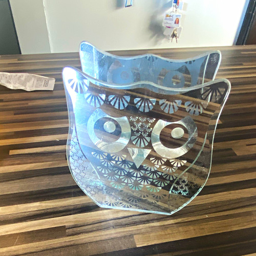 Mirrored glass owl - glass,
