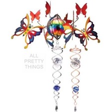 Iron Stop Gazing Ball 3D Butterfly Topper Silver Copper Twister Blue Crystal