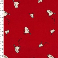 JOHN LOUDEN ROBIN CHRISTMAS FABRIC RED CREAM SEWING FABRIC OFF THE ROLL MATERIAL