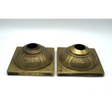 Pair Antique Fraget N Plaque Candlestick BASE ONLY 19th Century Judaica