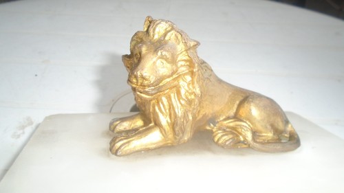 Antique gilded spelter lion - spelter,