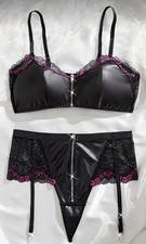 Womens Ladies Black Leather