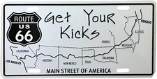 METAL ROUTE 66 LICENCE PLATE