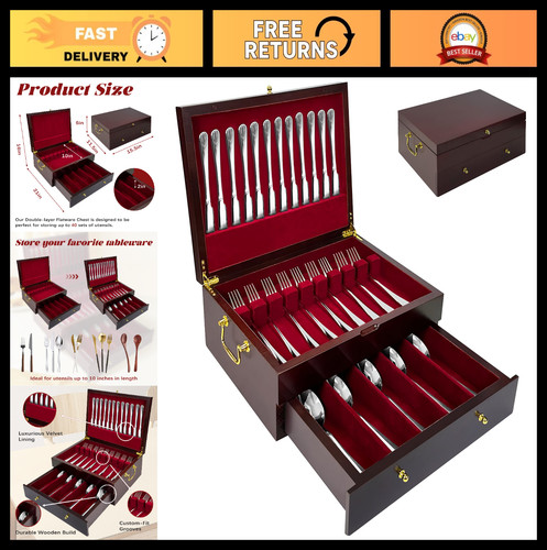 Wooden silverware storage box - silverware,