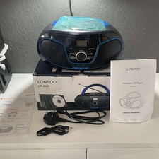 LONPOO Portable CD player Boombox with , FM Radio, Bluetooth, USB, 3.5m