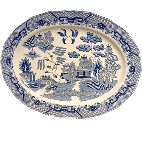 Vintage blue willow pattern - willow,
