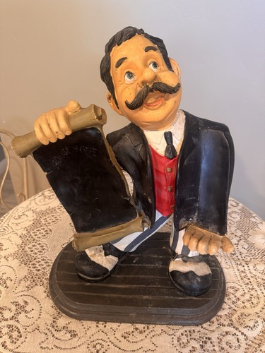 Happy waiter figure holding - figure,