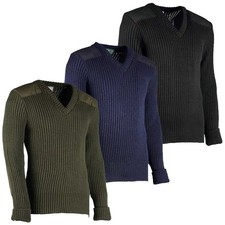 Woolly Pully V-Neck Army