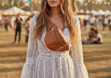 Tan LEATHER Travel Belt Boho