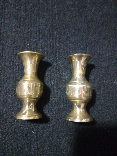 Antique brass bud vases - 2,