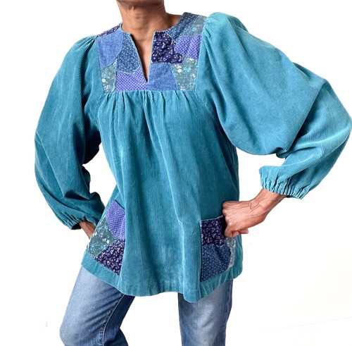 Vintage smock top patchwork - top,