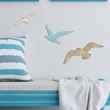 3 Pieces Wooden Seagull Wall