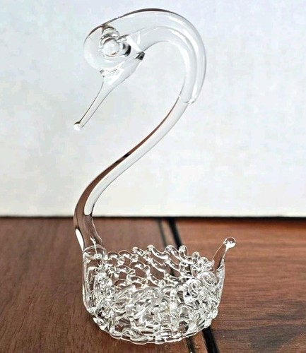Vintage clear art glass swan - clear,