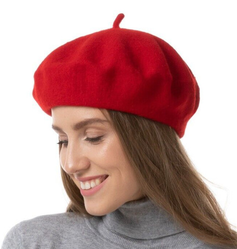 Red wool beret hat autumn - beret, hats
