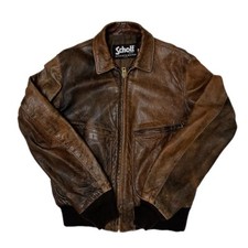 Schott Riders Jacket Flight Jacket Leather Brown Size 40 Men's