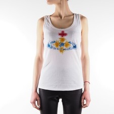 Vivienne Westwood Lee Women's White Velour Logo Tank Top Blouse size M / Medium