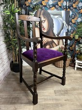 Vintage oak hall chair - chair, barley