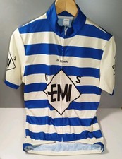 De Marchi Cycling Jersey, Vintage style - EMI blue and cream stripes, Size Large