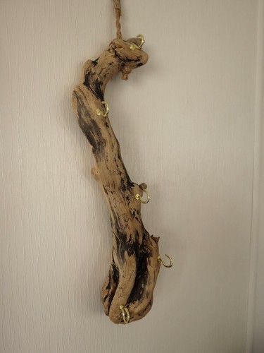 Gnarled driftwood hanging key - driftwood,