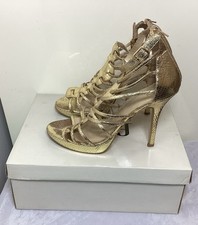 Faith Labetty Gold Gladiator Stiletto Heel Sandals in Size: UK 6/EU 39