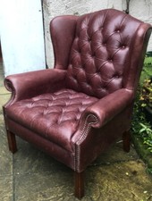 RARE HIGH QUALITY WADE LEATHER WINCHESTER WING CHESTERFIELD ARMCHAIR