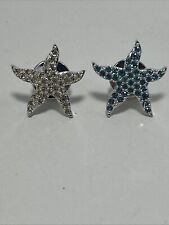 2x Genuine Swarovski Starfish Lapel Pin/Brooch