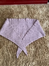 WOMENS HANDMADE CROCHET SCARF SIZE 80x20” DUSKY PINK COLOUR TRIANGLE SHAPE