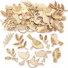 15 Mini Wooden Shapes Embellishments Card Making Craft SEASIDE BIRD HEART