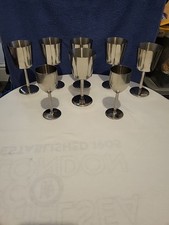   Stemmed Mid-20 Century Stainless Steel Wine Goblets x 6 & 2 S Steel Small Cups