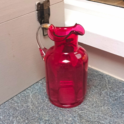Unmarked red glass - glass, jug