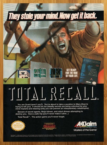 1990 total recall nintendo nes - total,