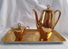 Bareuther Bavaria Gold Coloured 3 Piece Coffee Set, c1950s