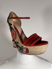Gucci Red Suede Floral