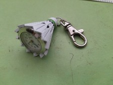 Novelty Badminton Shuttlecock Watch Clock Keyring Metal Key Ring fastUKdispatch