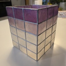 Vintage Capiz Shell Light Shade Purple White Lilac Rectangular Ceiling 18x21cm