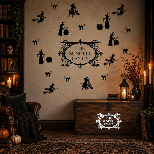 Halloween witch wall decals - halloween,