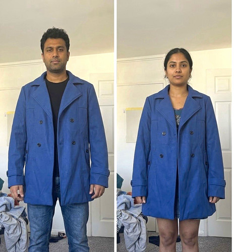 Blue pea coat polyester - blue,