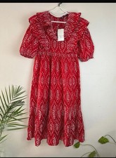 Zara red broderie - red, anglaise