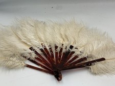 ANTIQUE OSTRICH FEATHER FOLDING HAND FAN (337)