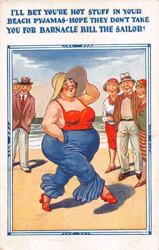 Postcard comic fat lady - ,