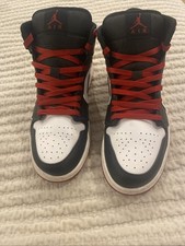 Nike Air Jordan 1 Mid Gym Trainers Red/Black/White, Men's Size 9 UK Used